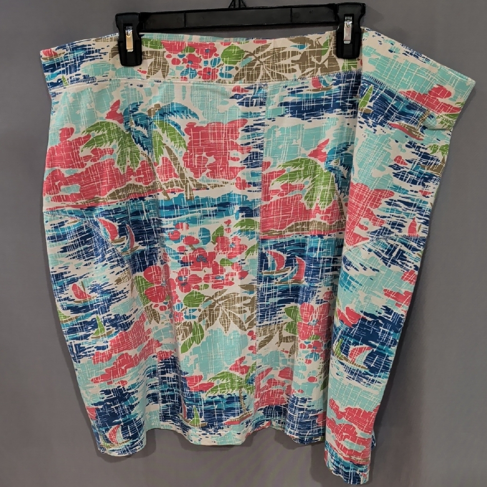 Colorful Tropical Print Skirt xl